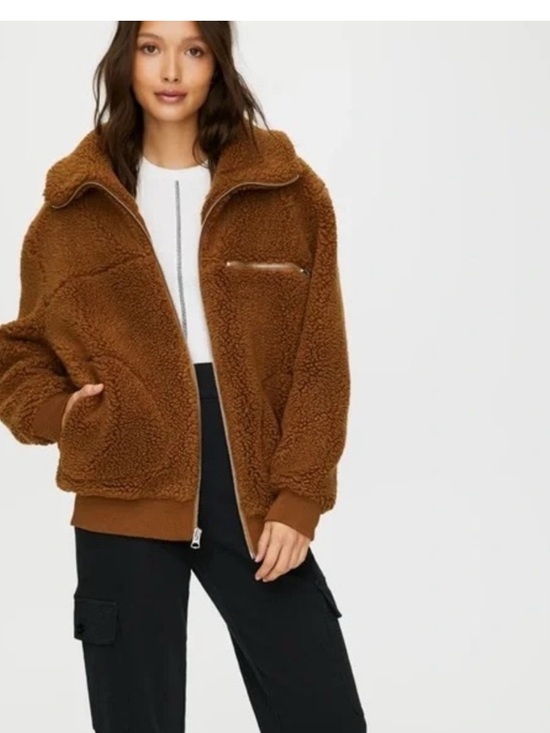 Wilfred Jackets & Blazers - Wilfred Brown Teddy Sherpa Zip Jacket